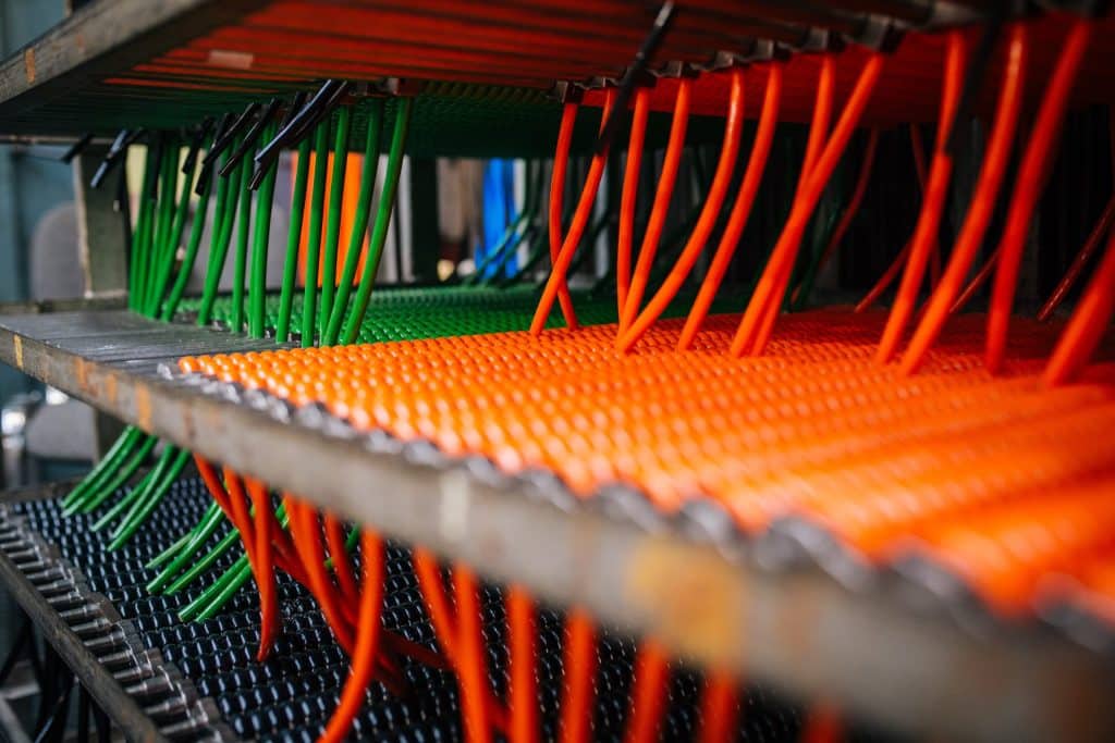 Image of electric cable production in a factory